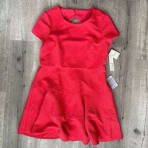 Retro Inspired Coral Textured Fit-and-Flare Dress